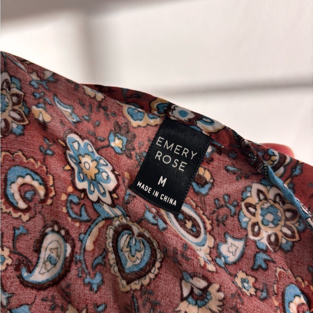 Emery Rose Medium Bohemian Midi Dress Rust and Teal Floral - Picture 6 of 6
